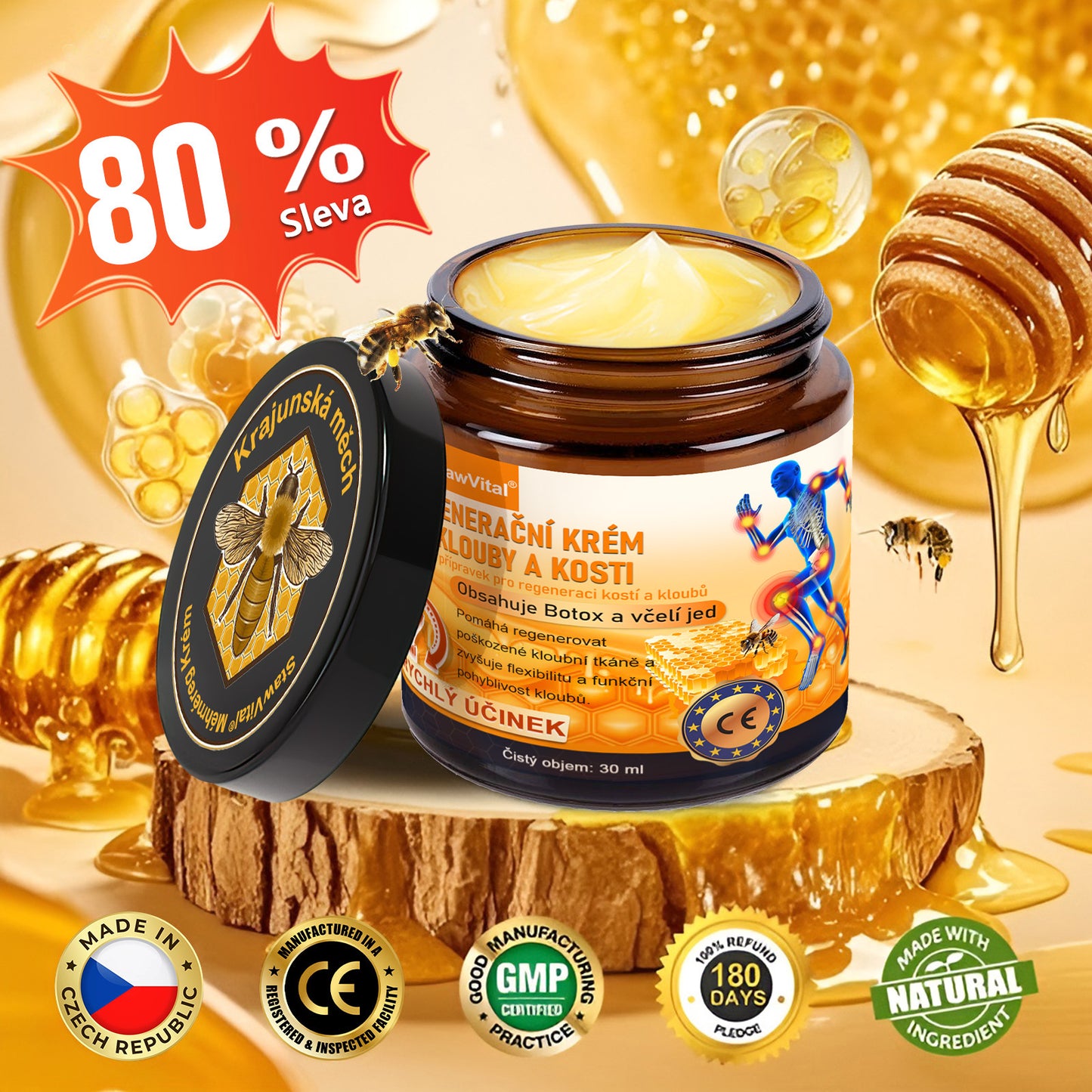 🎁 StawVital® regenerační krém na klouby a kosti s obsahem botoxu a včelího jedu Cílená péče při ortopedických problémech a bolestech kloubů 🎁