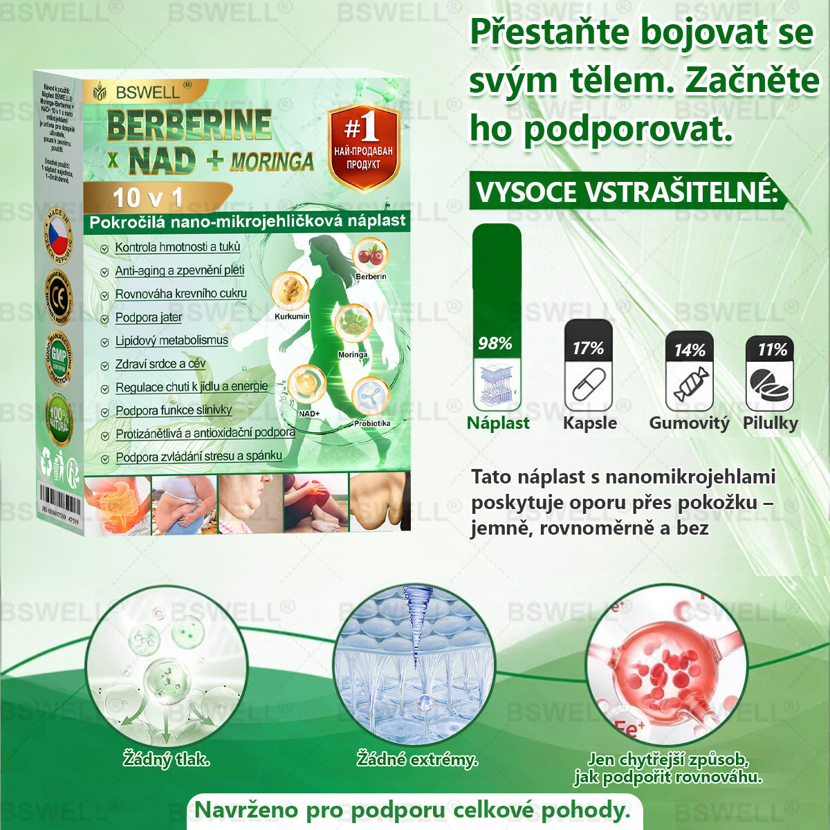 🎁BSWELL® Nano mikrovpichová zeštíhlující náplast(Stačí použít pouze jednou denně – viditelné změny již za 28 dní)Bezbolestná, dlouhotrvající, zaměřená na řešení cukrovky, obezity a kardiovaskulárních onemocnění🎁