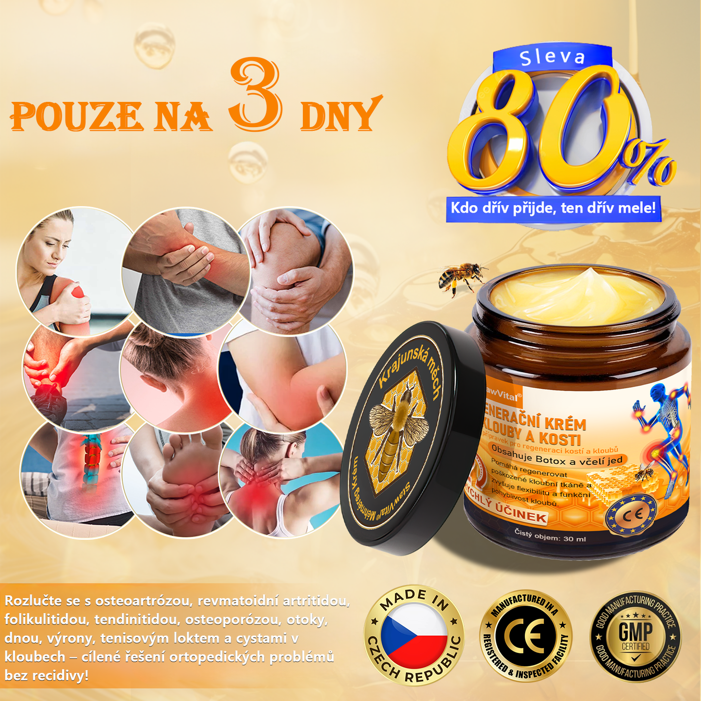 🎁 StawVital® regenerační krém na klouby a kosti s obsahem botoxu a včelího jedu Cílená péče při ortopedických problémech a bolestech kloubů 🎁