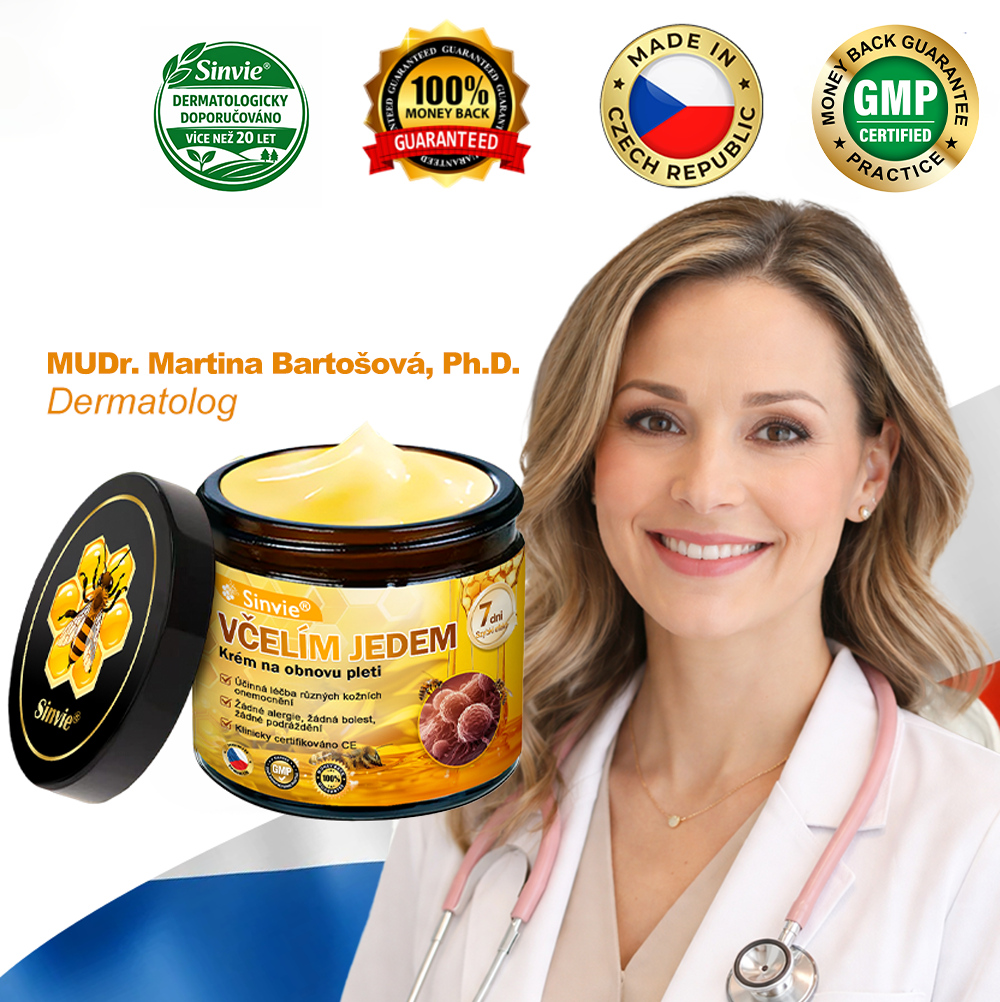 👨‍⚕‍Sinvie® Krém na obnovu pleti s včelím jedem CE schváleno,Přírodní složky trvale odstraňují skvrny, pihy a sluneční skvrny, bojují proti vráskám a povolené pokožce — 50 ml🐝🐝